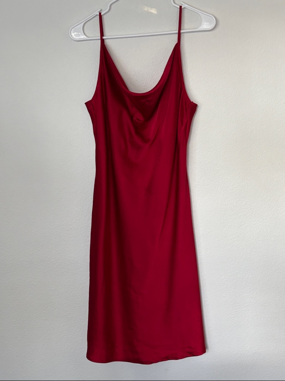 Red Satin Cowl Neck Slip Dress